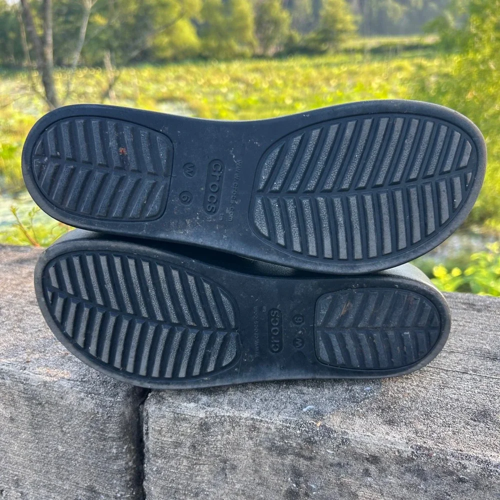 Crocs Brooklyn Low Wedge Sandals Black Platform Slide LiteRide Womens Size 6
